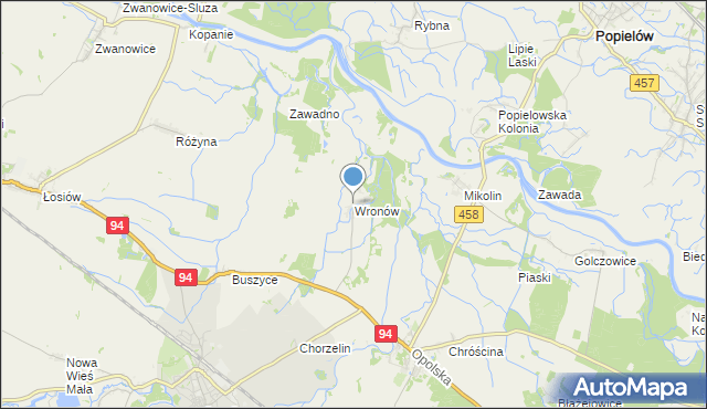 mapa Wronów, Wronów gmina Lewin Brzeski na mapie Targeo